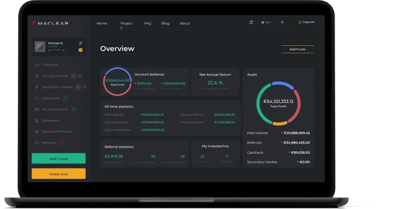 Maclear investment platform dashboard