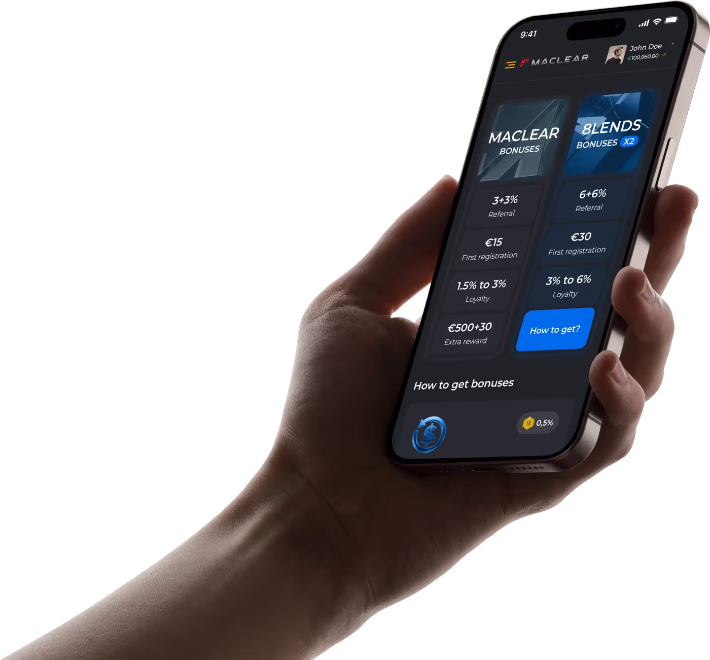 Maclear app showing double bonus rewards